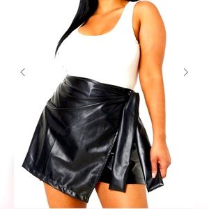 Wrap Around Tie Leather Skort